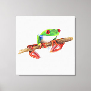 Lienzo Rana de árbol Treefrog adorable dibujo de ilustrac
