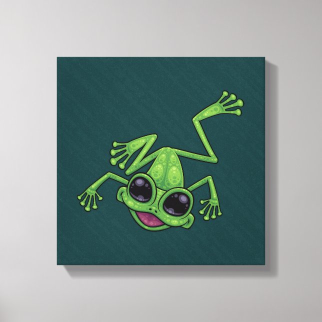 Lienzo Rana de árbol verde feliz (Anverso)