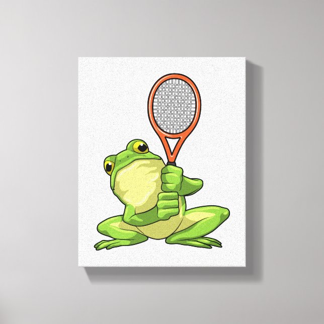 Lienzo Rana en tenis con raqueta de tenis (Anverso)