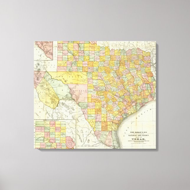 Lienzo Rand McNally Railroad And County Map Of Texas (Anverso)