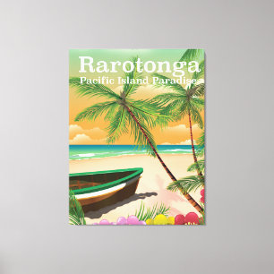Lienzo Rarotonga pacific island vintage travel poster