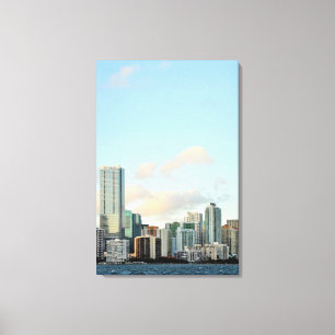 Lienzo Rascacielos de Miami contra el cielo claro ancho