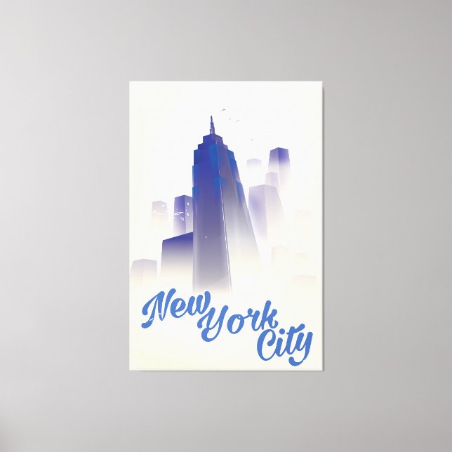 Lienzo Rascacielos del poster de viajes de Nueva York (Anverso)