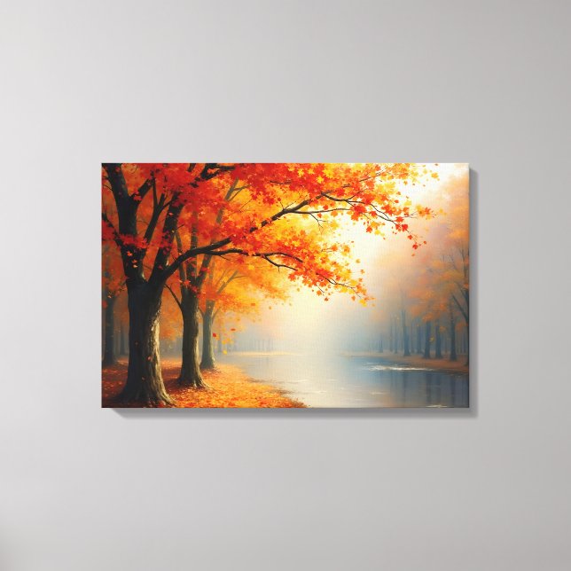 Lienzo Raschelndes Herbstlaub im Wind (Anverso)