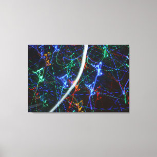 Lienzo Rastros de Luz de Neón Fotografía Abstracta. Ciber