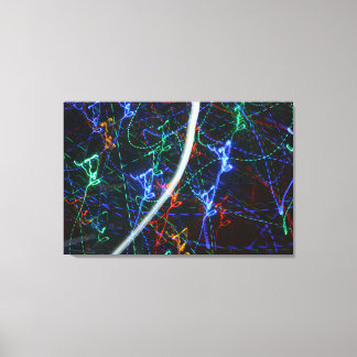 Lienzo Rastros de Luz de Neón Fotografía Abstracta. Ciber