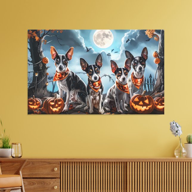 Lienzo Rat Terrier Halloween Espeluznante  (Insitu (Sala de estar))