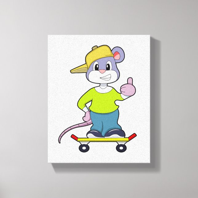 Lienzo Ratón como patinador con monopatín (Anverso)