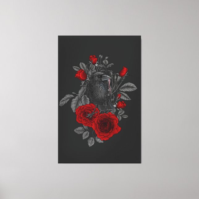 Lienzo Raven con la llave y los rosas (Anverso)
