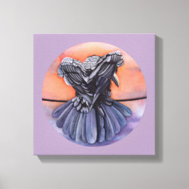 Lienzo Raven Ruffling Feathers Roosting Crow Bird Art