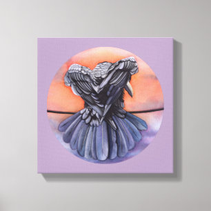 Lienzo Raven Ruffling Feathers Roosting Crow Bird Art