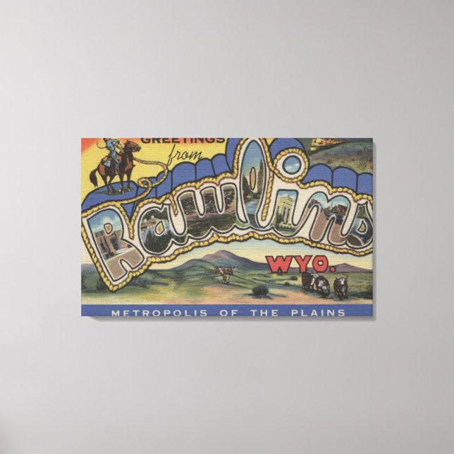Lienzo Rawlins, Wyoming - Escenas de letras grandes (Anverso)