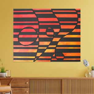 Lienzo Rayas abstractas de puesta de sol con formas geomé