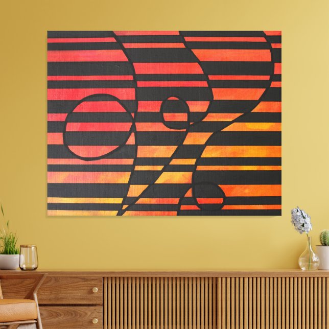 Lienzo Rayas abstractas de puesta de sol con formas geomé (Insitu (Sala de estar))