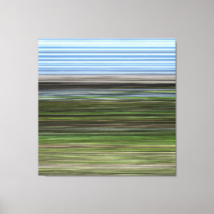 Lienzo Rayas Abstractas Horizontales Azules y Verdes