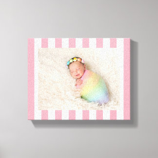 Lienzo Rayas Blancas y Rosa Claro para Foto de Nueva Bebé