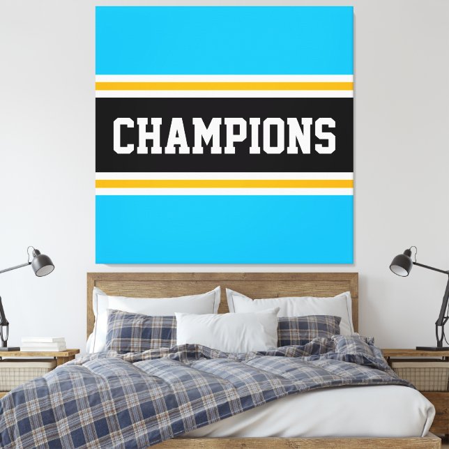 Lienzo Rayas CHAMPIONS Azul Azure Negro Blanco Naranja (Insitu(Dormitorio))
