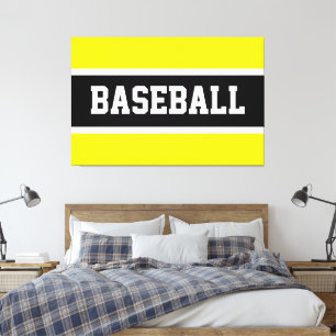 Lienzo Rayas de béisbol blancas negras amarillas brillant