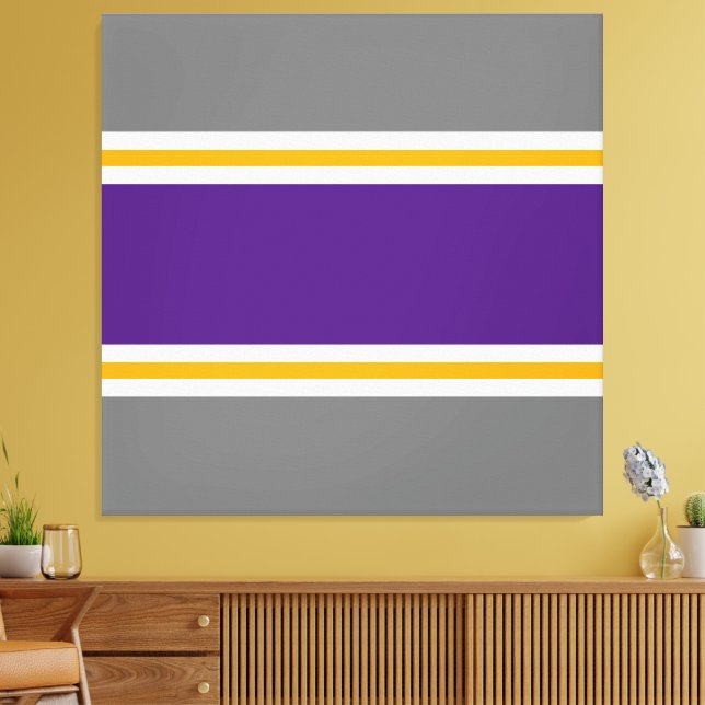 Lienzo Rayas de Carreras blanca amarillo-violeta contempo (Insitu (Sala de estar))