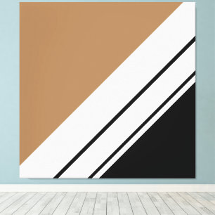 Lienzo Rayas de Carreras blanca marrón negro atlético