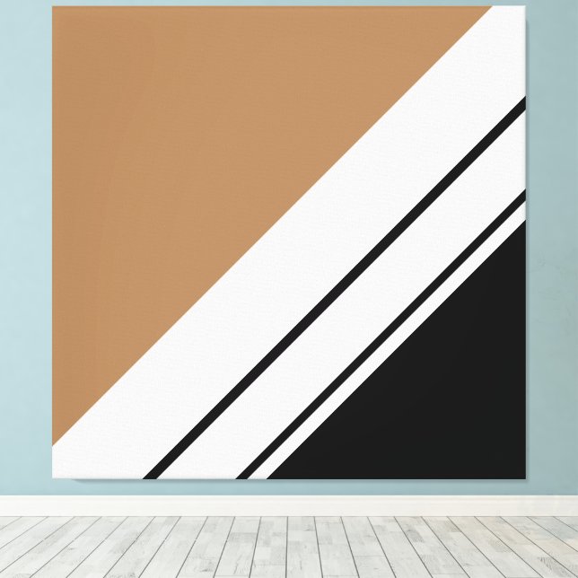 Lienzo Rayas de Carreras blanca marrón negro atlético (Insitu (piso de madera))