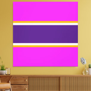 Lienzo Rayas de Carreras blanca rosada brillante violeta