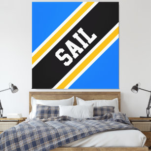 Lienzo Rayas de Carreras inclinada negra amarillo azul br