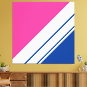 Lienzo Rayas de carreras inclinadas blancas rosa brillant