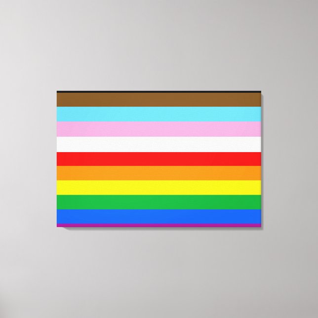 Lienzo Rayas de la Bandera de Progreso LGBTQ+ (Anverso)