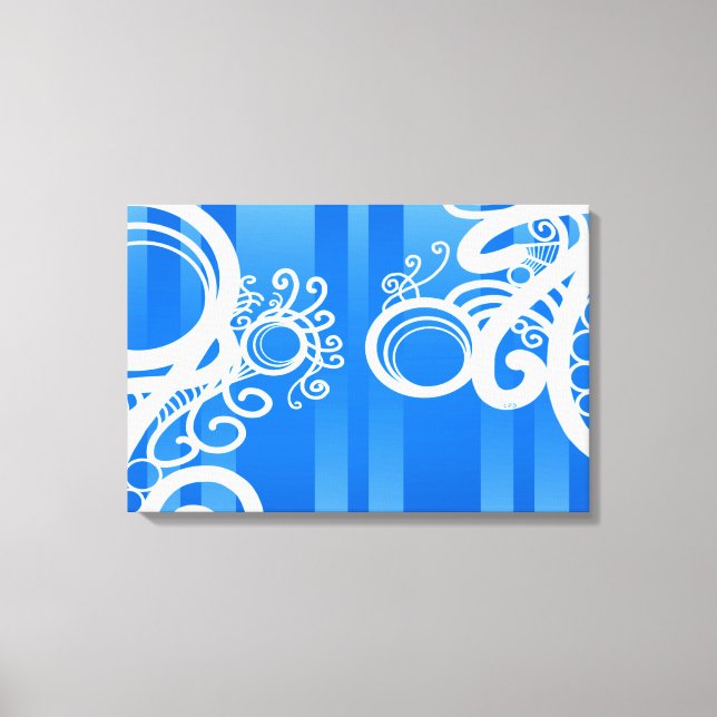 Lienzo Rayas De Moda Azul Y De Art Nouveau De Las Bañeras (Anverso)