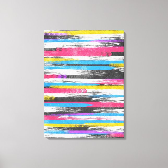 Lienzo rayas de pintura abstractas vibrantes de moda de G (Anverso)