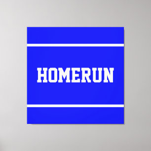 Lienzo Rayas de texto HOMERUN azules blancas brillantes d