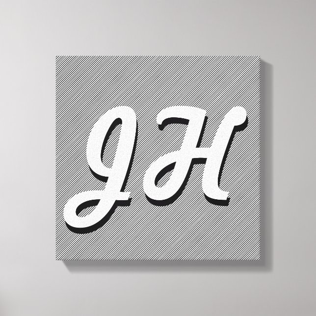 Lienzo Rayas delgadas en blanco y negro | Iniciales De Es (Anverso)