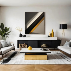 Lienzo Rayas diagonales geométricas abstractas de oro