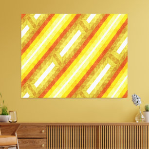 Lienzo Rayas diagonales retro en amarillo y naranja