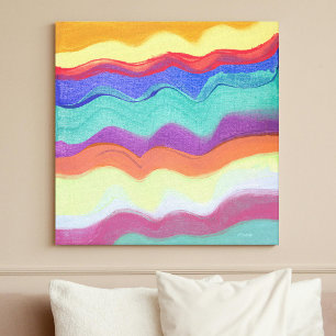 Lienzo Rayas Horizontales Onduladas, Pintura Abstracta
