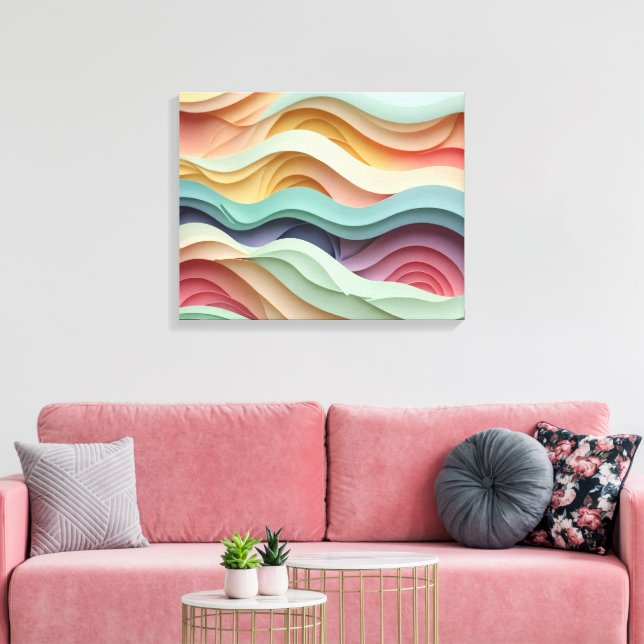 Lienzo Rayas onduladas de color dulce (Insitu (Sala de estar))