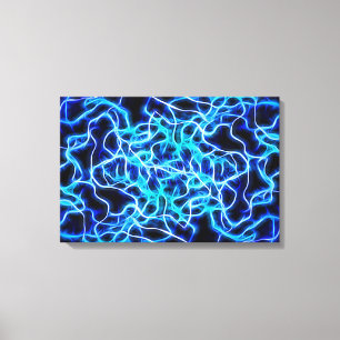 Lienzo Rayo de bobina azul de neón eléctrico Tesla