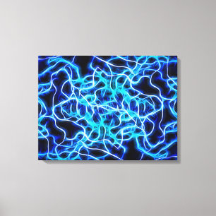Lienzo Rayo de bobina azul de neón eléctrico Tesla
