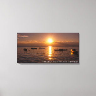 Lienzo Rayos de puesta de sol de sol flotante Barcos Mar