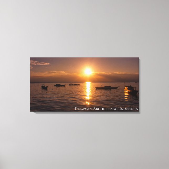 Lienzo Rayos de puesta de sol de sol flotante Barcos Mar  (Anverso)