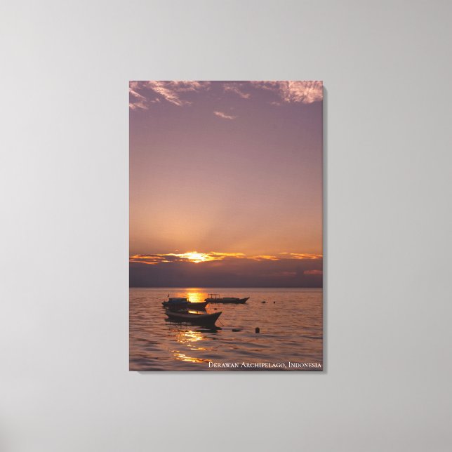 Lienzo Rayos de puesta de sol de Sunbeam Barcos flotantes (Anverso)