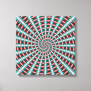 Lienzo Rayos y espiral tejida en azul y rojo