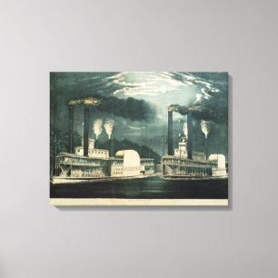 Lienzo Raza de medianoche en el Mississippi, 1875