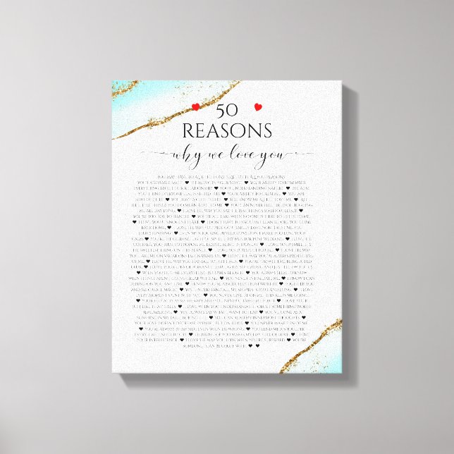 Lienzo razones por las que te amamos, 50 razones, 60 años (Anverso)