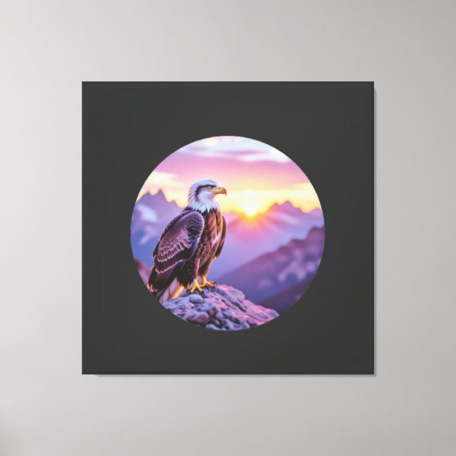 Lienzo Realistic Eagle on Rock – Majestic Wildlife Scene (Anverso)