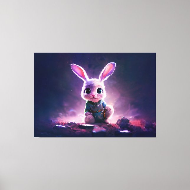 Lienzo Realistic oil painting of a cute bunny (Anverso)