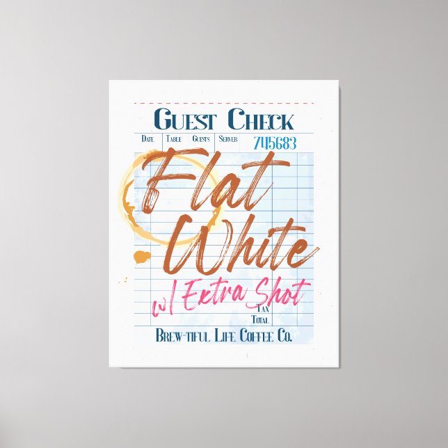 Lienzo Recepción de cheque de invitado Café blanco plano  (Anverso)