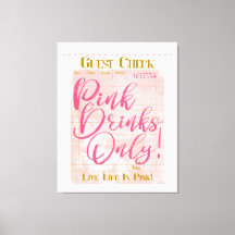 Recepción de cheques de invitado Bebidas rosadas F