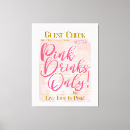 Lienzo Recepción de cheques de invitado Bebidas rosadas F